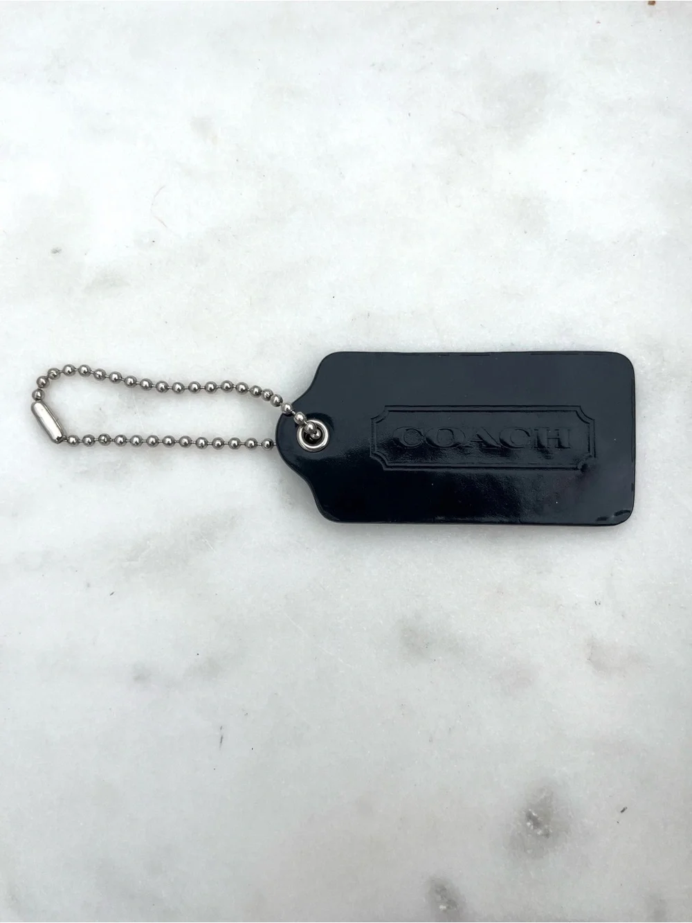 COACH Sleek Patent Leather Hang Tag, Black